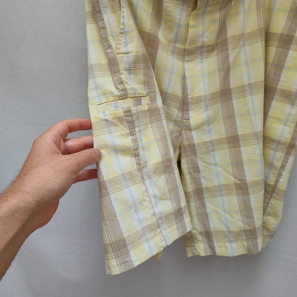 Haggar men's plaid yellow shorts cotton summer boat casual preppy 42 pastel - Picture 4 of 10
